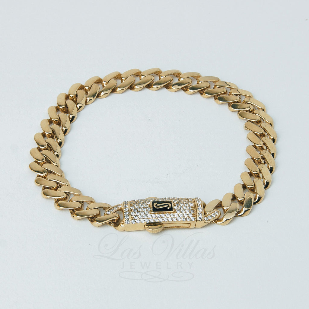 21K Classic Monaco Chain Gold Bracelet