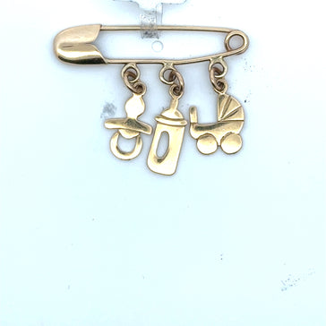 Las Villas Jewelry Online Azabache Charming Baby-Themed Brooch 14k