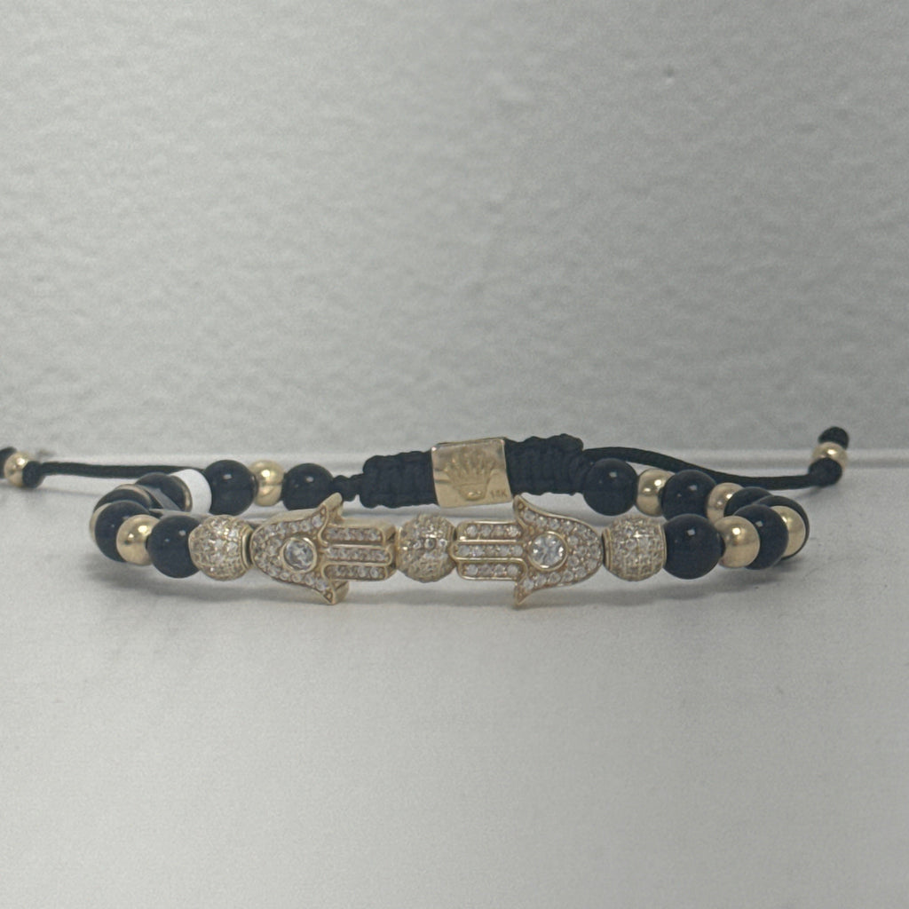 Las Villas Jewelry Online Bracelets Yellow Gold Beaded Bracelet with Round Brilliant stones 14k