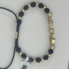 Las Villas Jewelry Online Bracelets Yellow Gold Beaded Bracelet with Round Brilliant stones 14k