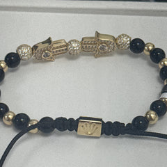 Las Villas Jewelry Online Bracelets Yellow Gold Beaded Bracelet with Round Brilliant stones 14k
