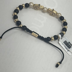 Las Villas Jewelry Online Bracelets Yellow Gold Beaded Bracelet with Round Brilliant stones 14k