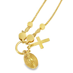 Las Villas Jewelry Online Bracelets Yellow Gold Chain Bracelet with Religious Pendant 14k