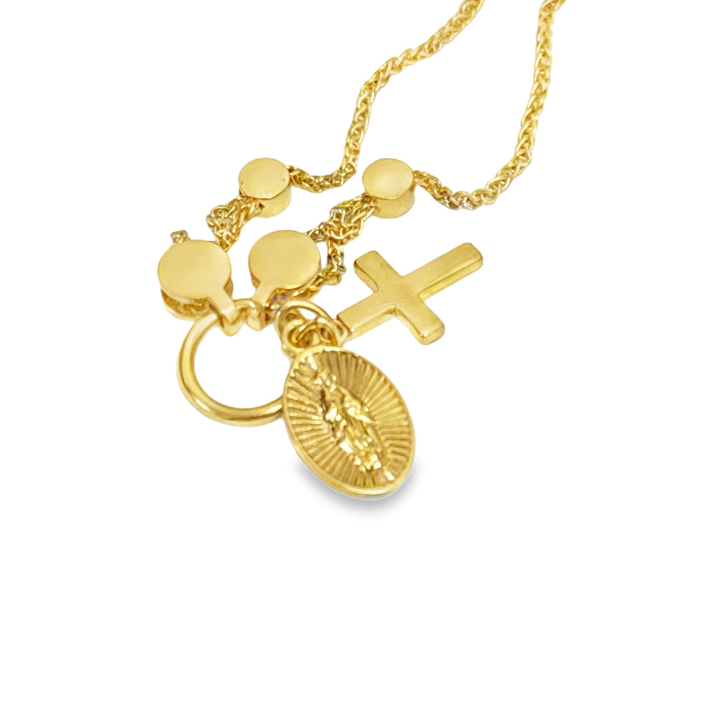 Las Villas Jewelry Online Bracelets Yellow Gold Chain Bracelet with Religious Pendant 14k