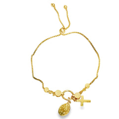 Las Villas Jewelry Online Bracelets Yellow Gold Chain Bracelet with Religious Pendant 14k