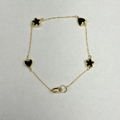 Las Villas Jewelry Online Chain Bracelets Yellow Gold Star and Heart Charm Chain Bracelet 10k