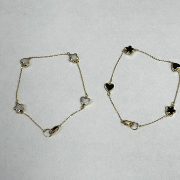 Yellow Gold Star and Heart Charm Chain Bracelet 10k