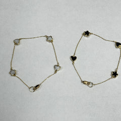 Las Villas Jewelry Online Chain Bracelets Yellow Gold Star and Heart Charm Chain Bracelet 10k