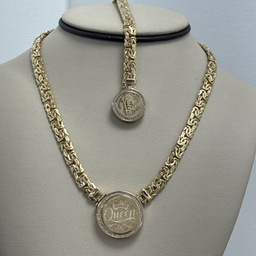 Las Villas Jewelry Online Charm Necklaces Set Women Byzantino QUEEN 14k