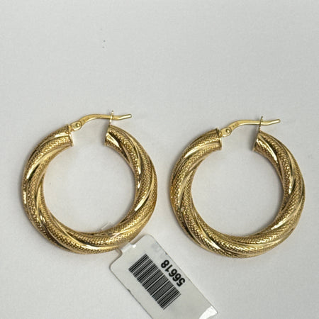 10k Textured Twist Hoop Earrings in Yellow Gold