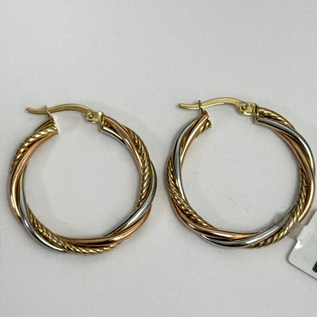 10k Tri-Color Gold Hoop Earrings