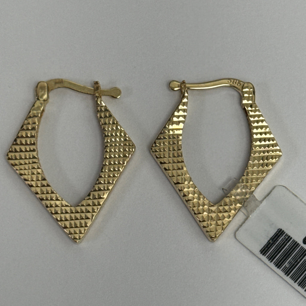 Las Villas Jewelry Online Earrings 14k Textured Yellow Gold Geometric Hoop Earrings