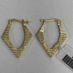 Las Villas Jewelry Online Earrings 14k Textured Yellow Gold Geometric Hoop Earrings