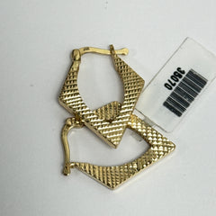 Las Villas Jewelry Online Earrings 14k Textured Yellow Gold Geometric Hoop Earrings