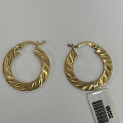 Las Villas Jewelry Online Earrings 14K Yellow Gold Engraved Hoop Earrings