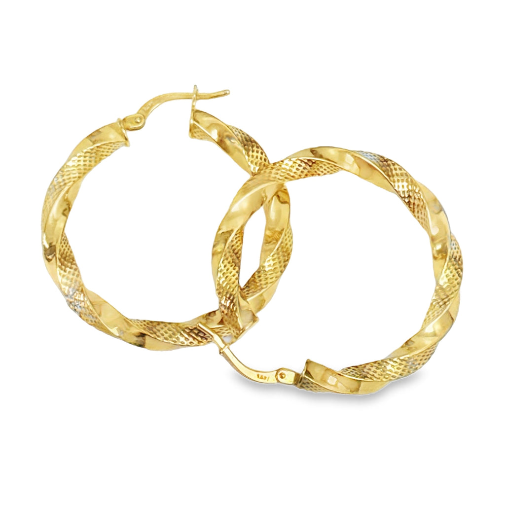 Las Villas Jewelry Online Earrings Twisted Yellow Gold Hoop Earrings 14k