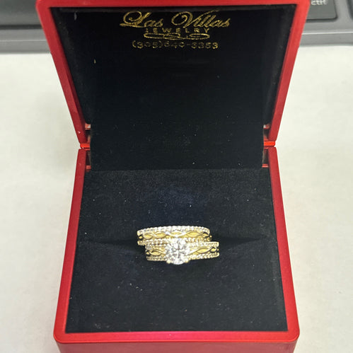 Yellow Gold zircon  Ring Set 10k