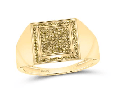 10k Yellow Gold Yellow Diamond Square Cluster Ring 1/4 Cttw