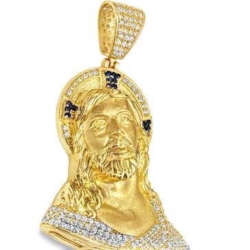 Yellow Gold Pendant with stones and Blue stones 14k