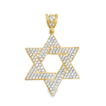 Las Villas Jewelry Online Pendants Yellow Gold Star of David Pendant with Round Brilliant STONES