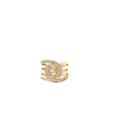 Las Villas Jewelry Online Rings Yellow Gold Multistone Ring with Round Brilliant Diamonds