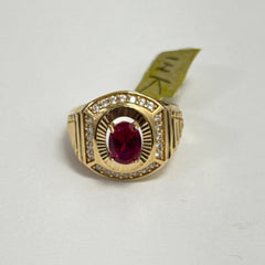 Las Villas Jewelry Online Signet Rings Oval Brilliant Red Ring 14k 8.5''