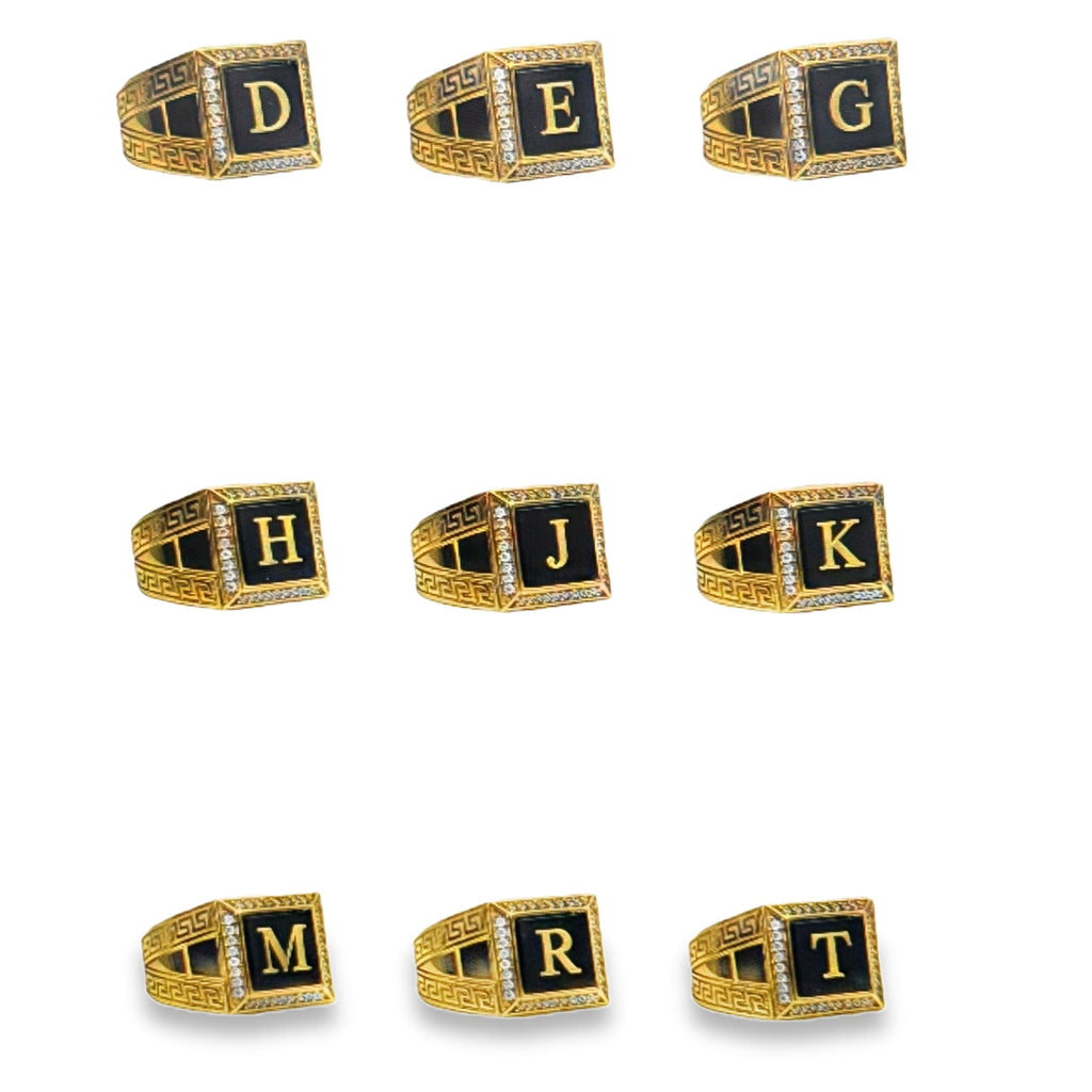 Las Villas Jewelry Online Signet Rings Vintage Yellow Gold Square Onyx Engraved Signet Ring 14k
