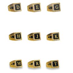 Las Villas Jewelry Online Signet Rings Vintage Yellow Gold Square Onyx Engraved Signet Ring 14k