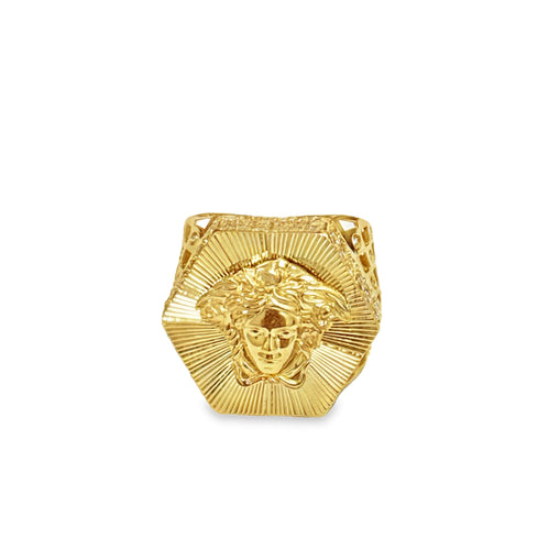 Yellow Gold Medusa Head Signet Ring 10k #11