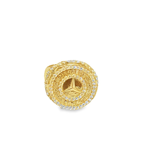 Yellow Gold Mercedes-Benz Signet Ring 10k #11