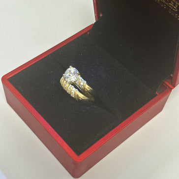 Yellow Gold zirconia Wedding Ring Set