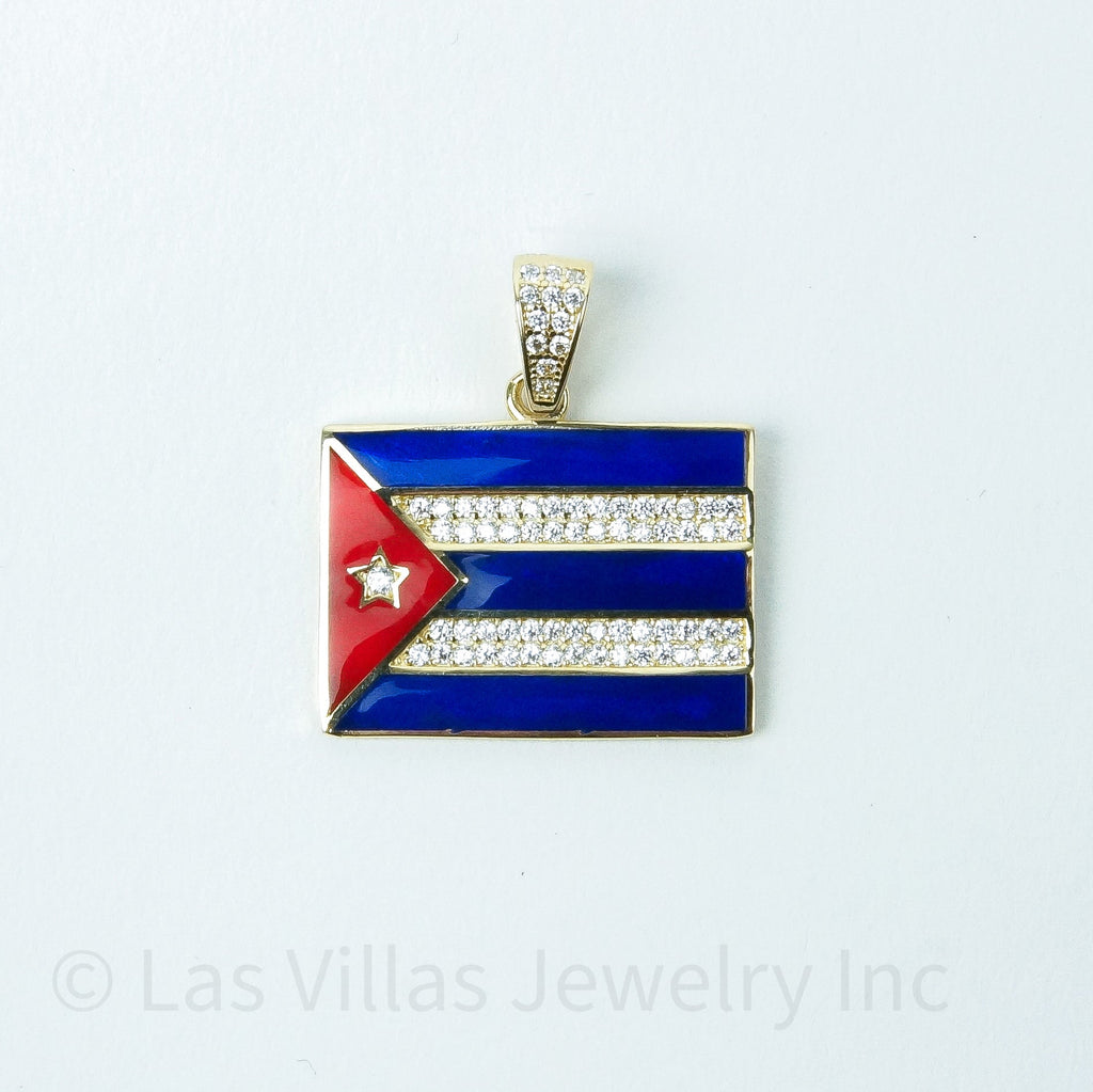 Las Villas Pendant Cuban Flag Pendant in 14k