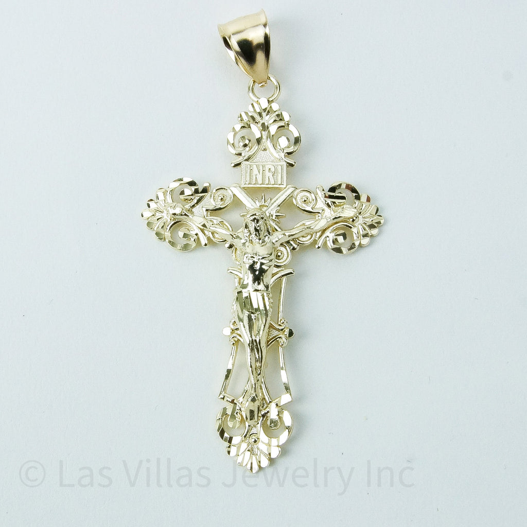 Las Villas Pendant Jesus designer Cross in 10k