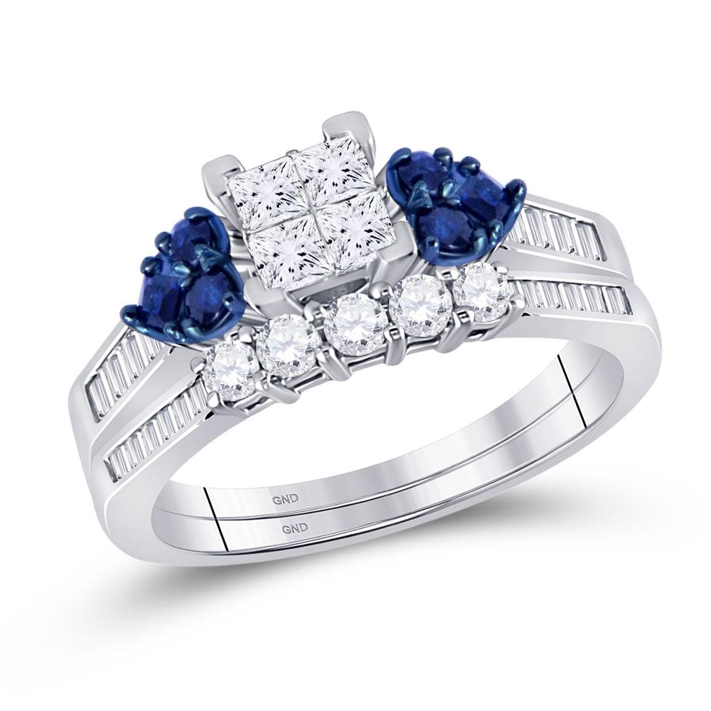 GND Bridal Ring Set 10kt White Gold Princess Diamond Bridal Wedding Ring Band Set 1/2 Cttw