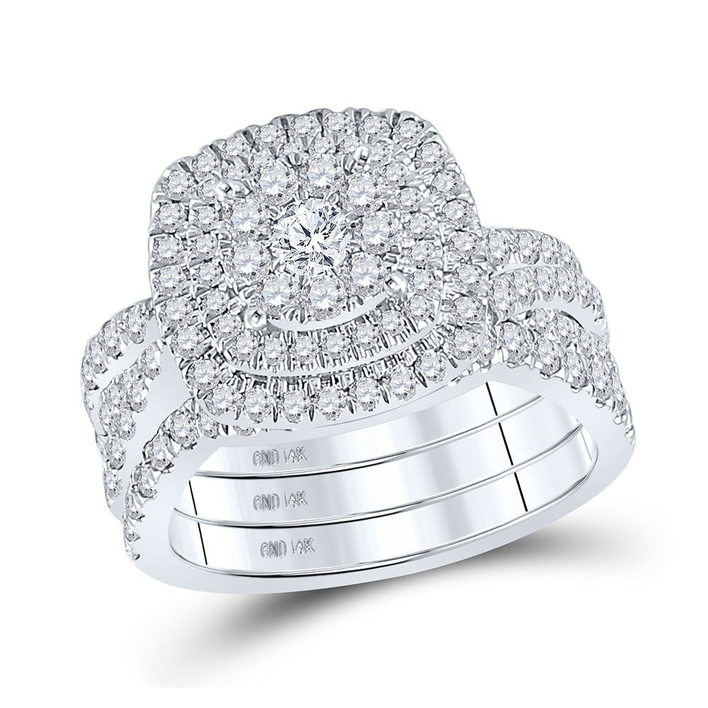 GND Bridal Ring Set 10kt White Gold Round Diamond Bridal Wedding Ring Band Set 2 Cttw
