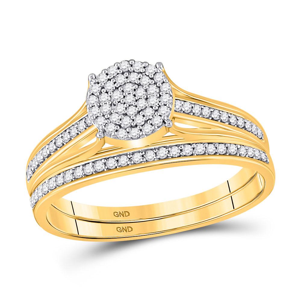 GND Bridal Ring Set 10kt Yellow Gold Round Diamond Bridal Wedding Ring Band Set 1/3 Cttw