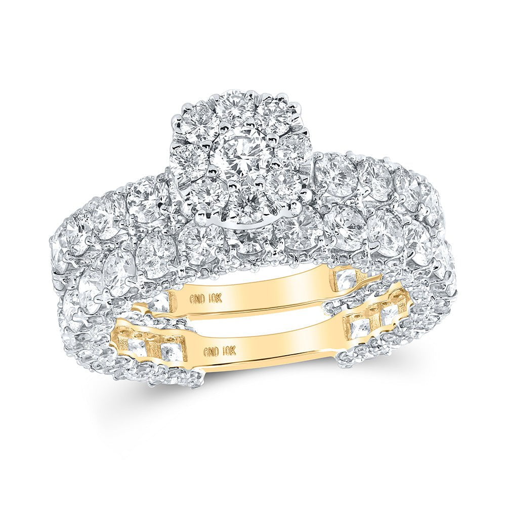 GND Bridal Ring Set 10kt Yellow Gold Round Diamond Bridal Wedding Ring Band Set 5 Cttw