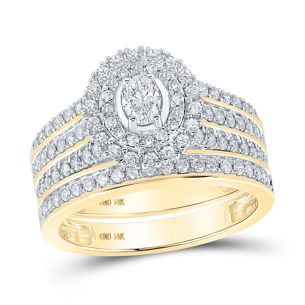 14kt Yellow Gold Oval Diamond Bridal Wedding Ring Band Set 1 Cttw | Las ...
