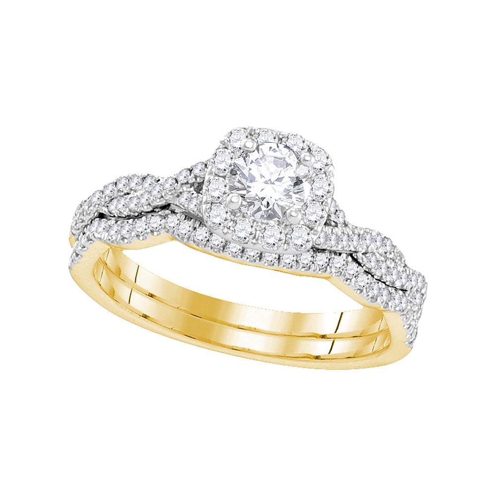 GND Bridal Ring Set 14kt Yellow Gold Round Diamond Twist Bridal Wedding Ring Band Set 5/8 Cttw