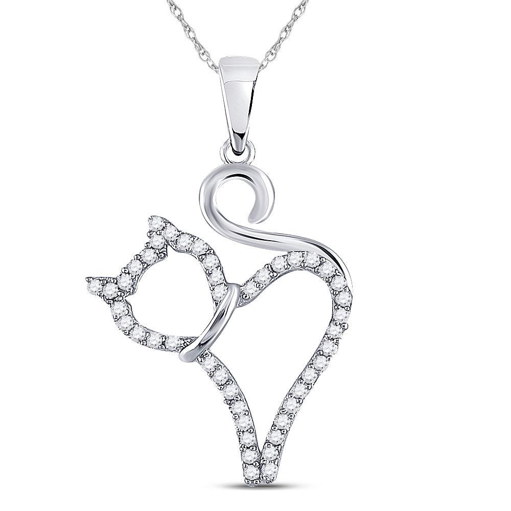 1/20 CT TW Diamond Cat Heart Pendant in Sterling Silver – Fifth and Fine