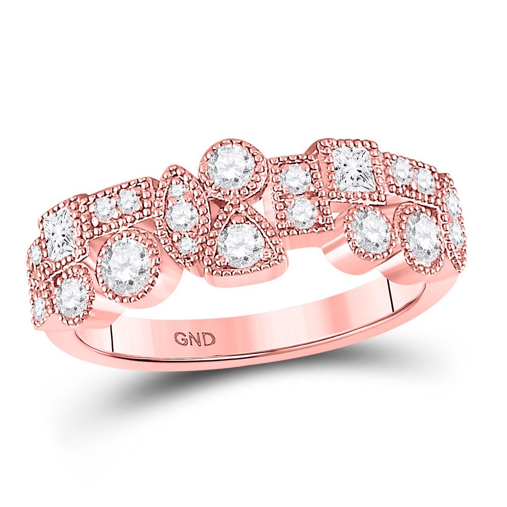 GND Diamond Band 10kt Rose Gold Womens Round Diamond Modern Gemometric Band Ring 5/8 Cttw