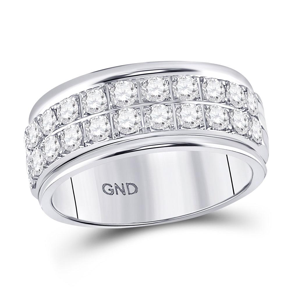 GND Diamond Band 10kt White Gold Womens Round Diamond Double Row Band Ring 1 Cttw