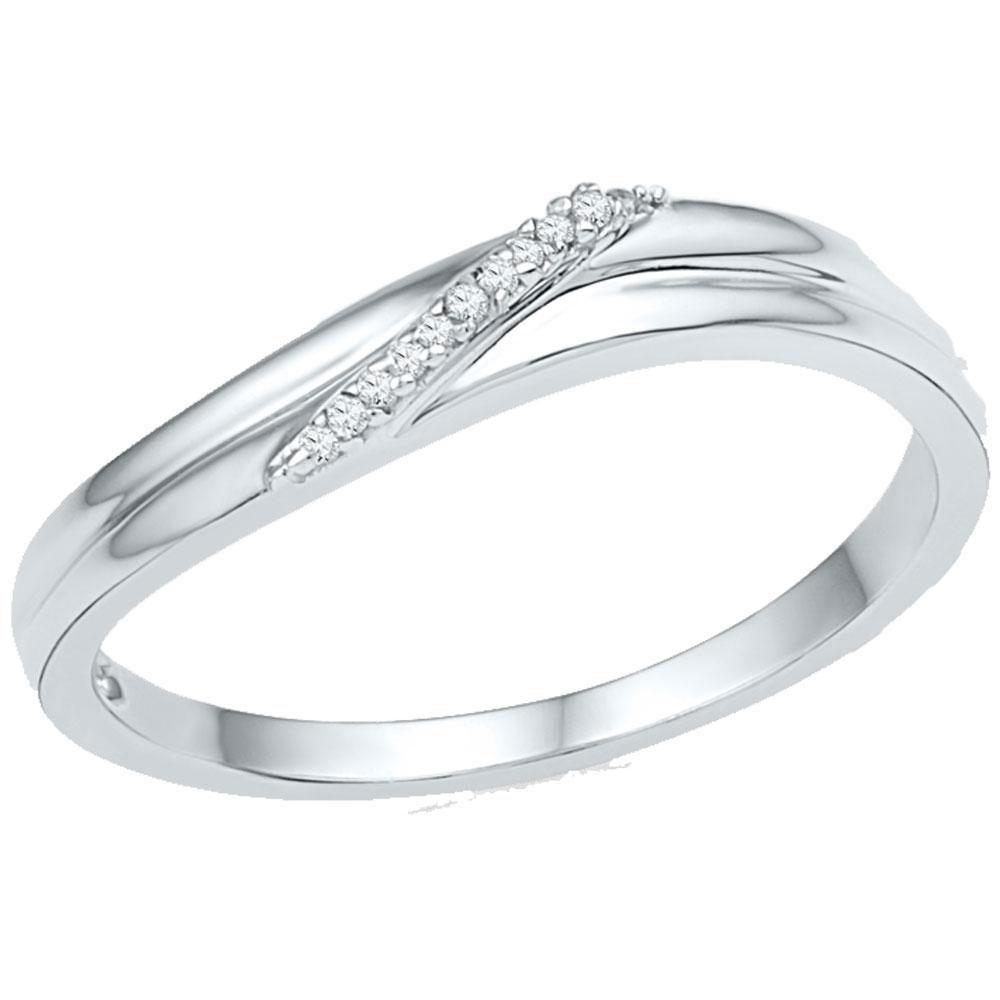 GND Diamond Band 10kt White Gold Womens Round Diamond Simple Single Row Band Ring .03 Cttw