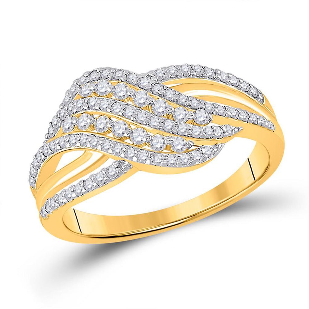 10kt Yellow Gold Womens Round Diamond Crossover Fashion Ring 1/2 Cttw | Las  Villas Jewelry