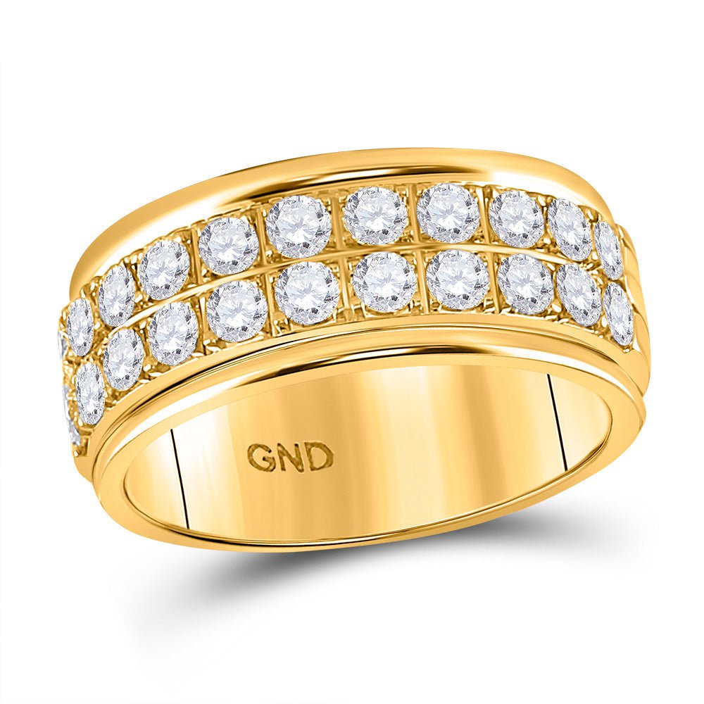 GND Diamond Band 10kt Yellow Gold Womens Round Diamond Double Row Band Ring 1 Cttw