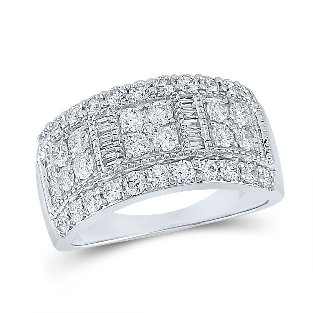 GND Diamond Band 14kt White Gold Womens Baguette Diamond Anniversary Ring 1-3/8 Cttw