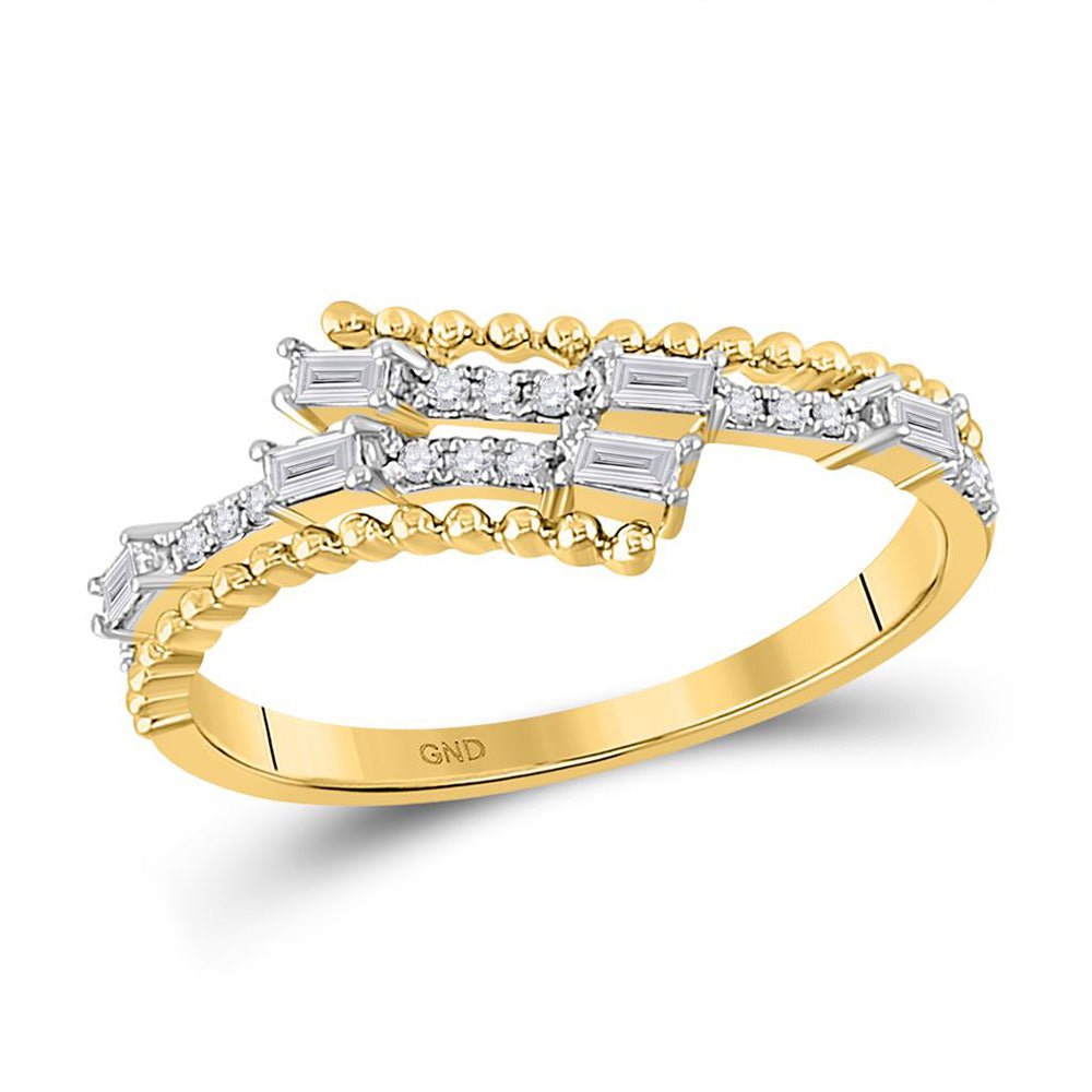 GND Diamond Band 14kt Yellow Gold Womens Baguette Diamond Bypass Fashion Ring 1/5 Cttw