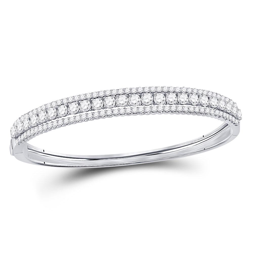 GND Diamond Bangle Bracelet 14kt White Gold Womens Round Diamond 3-Row Bangle Bracelet 5 Cttw