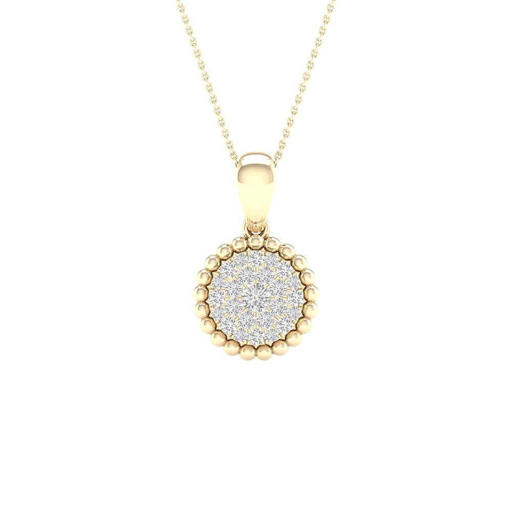 GND Diamond Cluster Pendant 10kt Yellow Gold Womens Round Diamond Cluster Pendant 1/6 Cttw