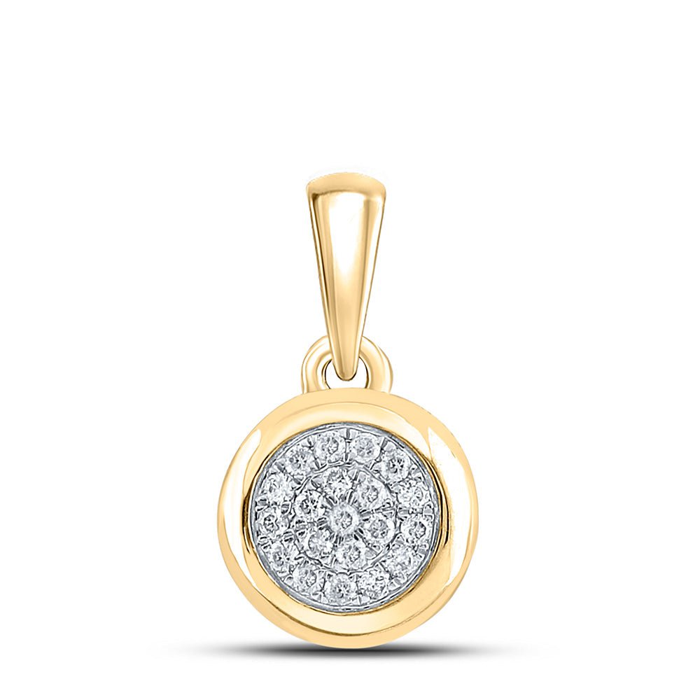 GND Diamond Cluster Pendant 10kt Yellow Gold Womens Round Diamond Cluster Pendant 1/6 Cttw